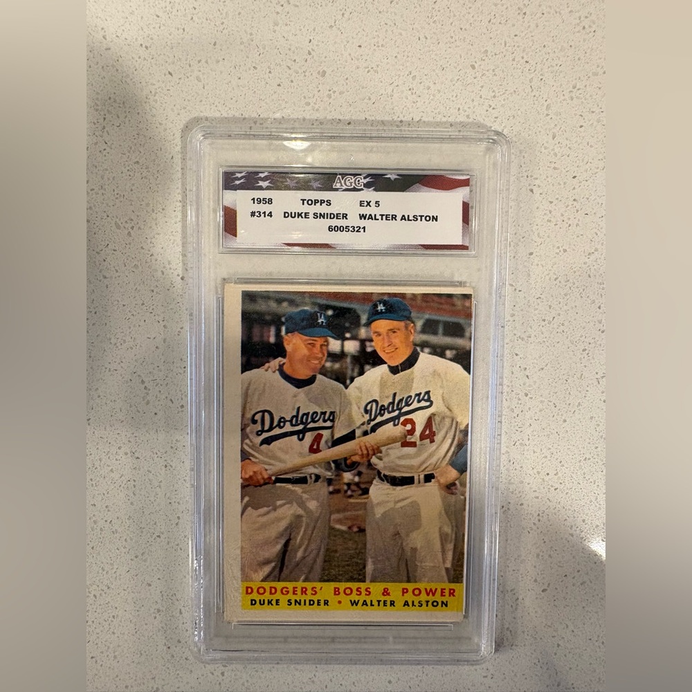 1958 Topps - Dodger’s Boss And Power. Duke Snider, Walter Alston #314